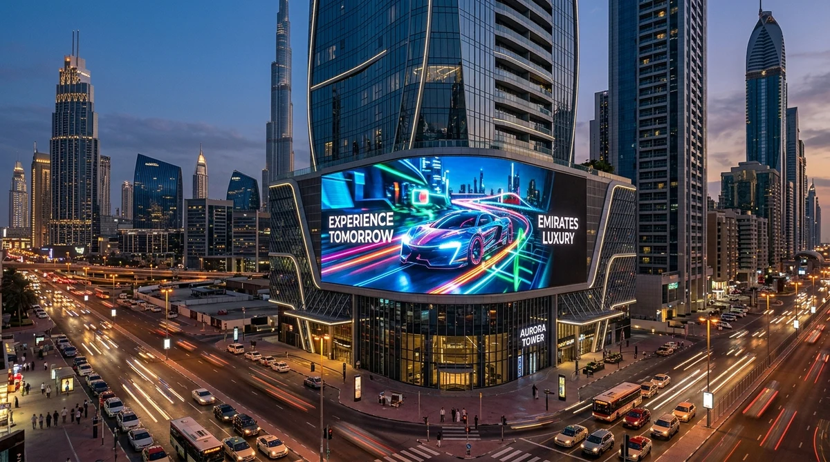 Commercial outdoor architectural 3D curved DOOH digital billboard