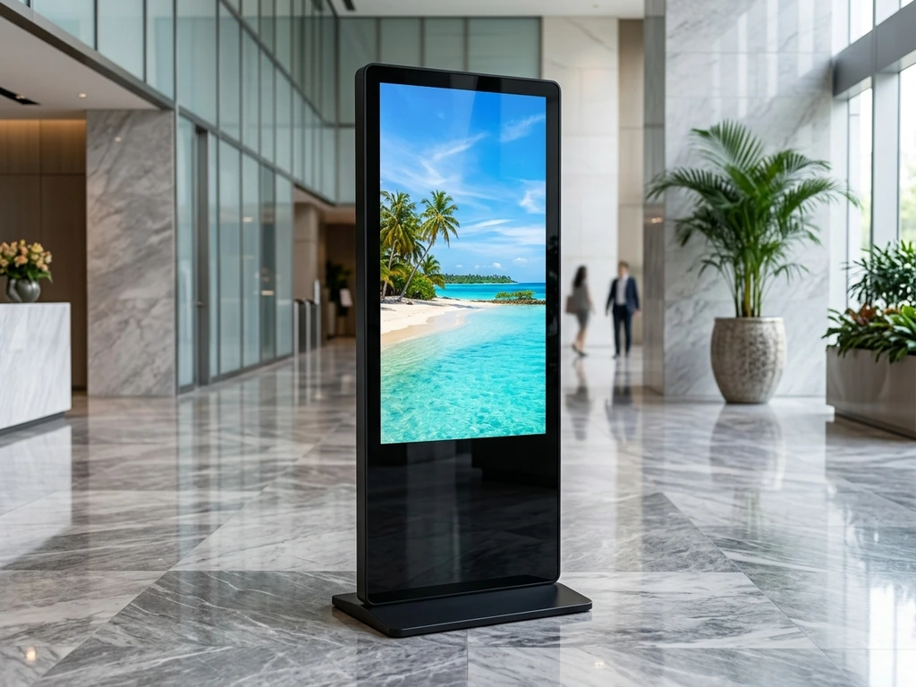 Floor-standing indoor digital signage totem